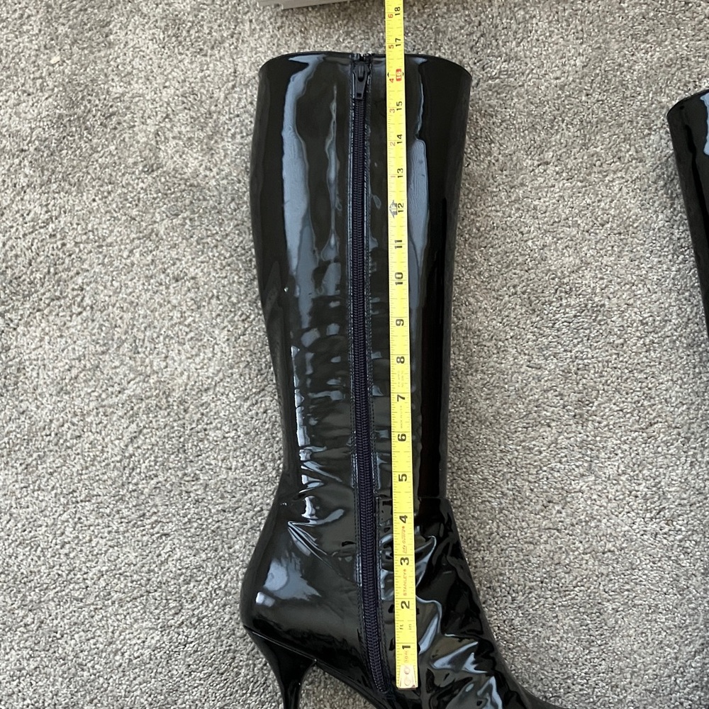 Stuart Weitzman Black Patent Leather Knee-High Stiletto Boots - Picture 7 of 16